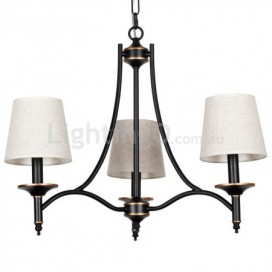 3 Light Rustic Retro Black Contemporary Candle Style Chandelier