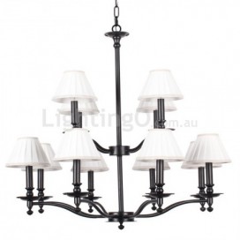 12 Light Retro Rustic Large 2 Tier Candle Style Chandelier