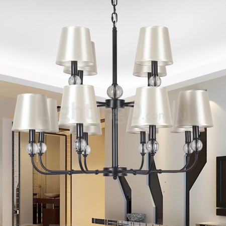 12 Light Rustic Retro Black Hotel 2 Tier Chandelier Candle Style Chandelier