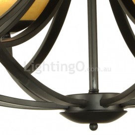 5 Light Mediterranean Style Black Candle Style Chandelier