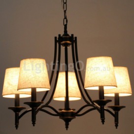 5 Light Rustic Retro Black Contemporary Candle Style Chandelier