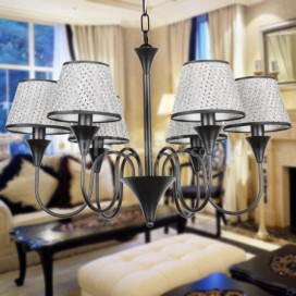 6 Light Rustic Modern Contemporary Retro Black Candle Style Chandelier