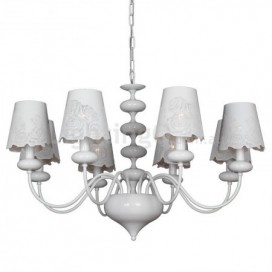 8 Light Modern Contemporary Hollow White Candle Style Chandelier