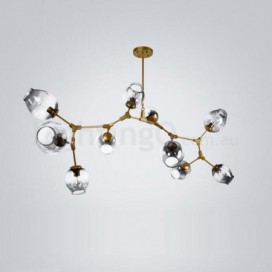 10 Light Golden Chandelier with Glass Shade Modern/ Contemporary Light