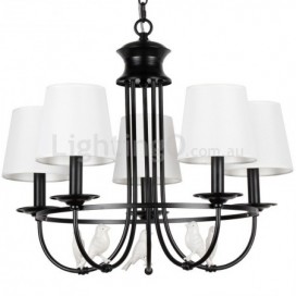 5 Light Retro Black Mediterranean Style Rustic Contemporary Candle Style Chandelier