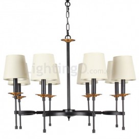 8 Light Rustic Black Retro Candle Style Chandelier