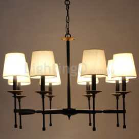 8 Light Rustic Black Retro Candle Style Chandelier