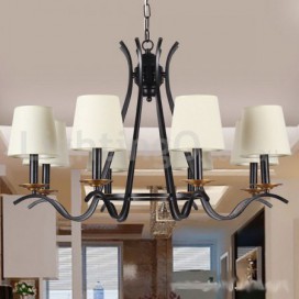 8 Light Black Retro Contemporary Candle Style Chandelier