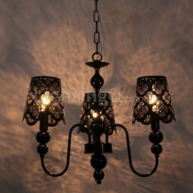 3 Light Modern Contemporary Hollow Black Candle Style Chandelier