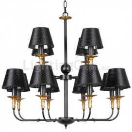 12 Light Retro Rustic 2 Tier Candle Style Chandelier