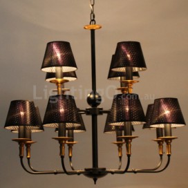 12 Light Retro Rustic 2 Tier Candle Style Chandelier