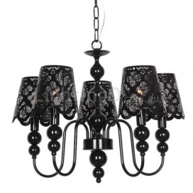 5 Light Modern Contemporary Hollow Black Candle Style Chandelier