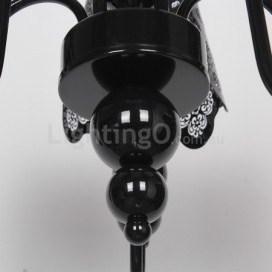 5 Light Modern Contemporary Hollow Black Candle Style Chandelier