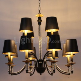 12 Light Hotel Black Retro Candle Style Chandelier