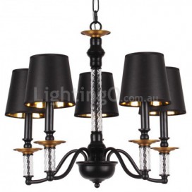 5 Light Black Retro Candle Style Chandelier