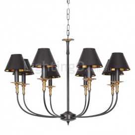 8 Light Retro Black Contemporary Candle Style Chandelier