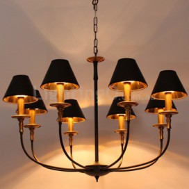 8 Light Retro Black Contemporary Candle Style Chandelier