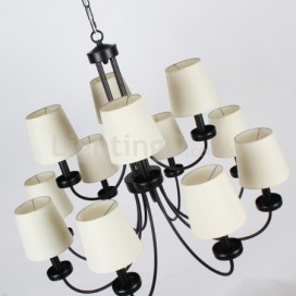 12 Light Retro Contemporary 2 Tier Black Candle Style Chandelier