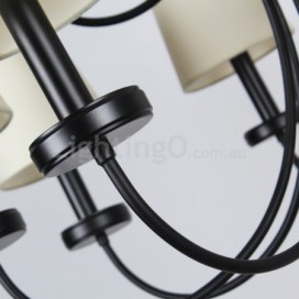 12 Light Retro Contemporary 2 Tier Black Candle Style Chandelier