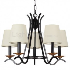 5 Light Black Retro Contemporary Candle Style Chandelier