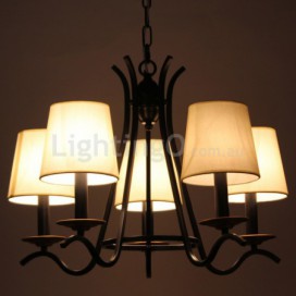 5 Light Black Retro Contemporary Candle Style Chandelier