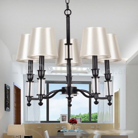 5 Light Black 2 Tier Chandelier Retro Contemporary Candle Style Chandelier