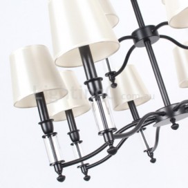 12 Light Black 2 Tier Chandelier Retro Contemporary Candle Style Chandelier