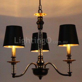 3 Light Black Retro Candle Style Chandelier