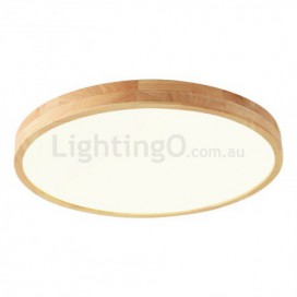 Modern Contemporary Round Wood Flush Mount Ceiling Light