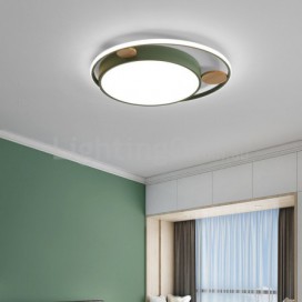 Modern Contemporary Round Wood Flush Mount Ceiling Light