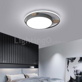 Modern Contemporary Round Wood Flush Mount Ceiling Light