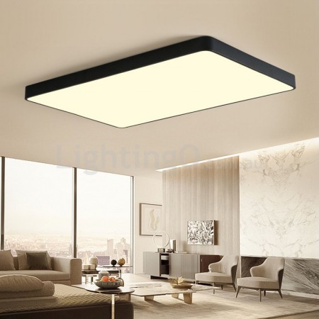 Modern Contemporary Ultra-thin Rectangle Stainless Steel Flush Mount Ceiling Light