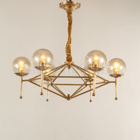 Fine Brass 6 Light Chandelier