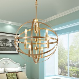 Globe Fine Brass Candle Chandelier