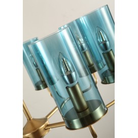 Fine Brass 6 Light Chandelier with Glass Shades