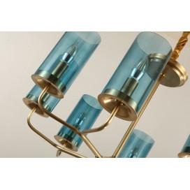 Fine Brass 6 Light Chandelier with Glass Shades