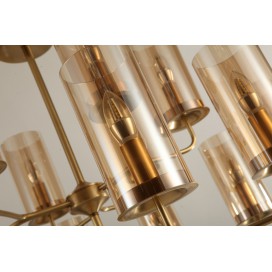 Fine Brass 6 Light Chandelier with Glass Shades