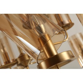 Fine Brass 6 Light Chandelier with Glass Shades