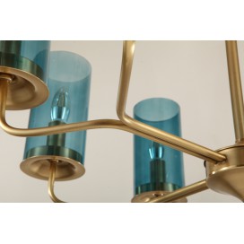 Fine Brass 8 Light Chandelier with Glass Shades