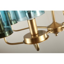 Fine Brass 8 Light Chandelier with Glass Shades