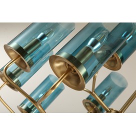 Fine Brass 8 Light Chandelier with Glass Shades