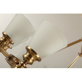 Round Fine Brass 6 Light Chandelier with Glass Shades