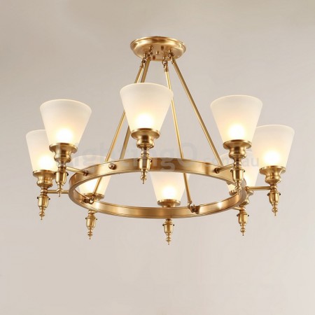 Fine Brass 8 Light Chandelier