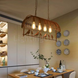 4 Light Rustic/ Lodge Retro Birdcage Pendant Light with Steel Shade