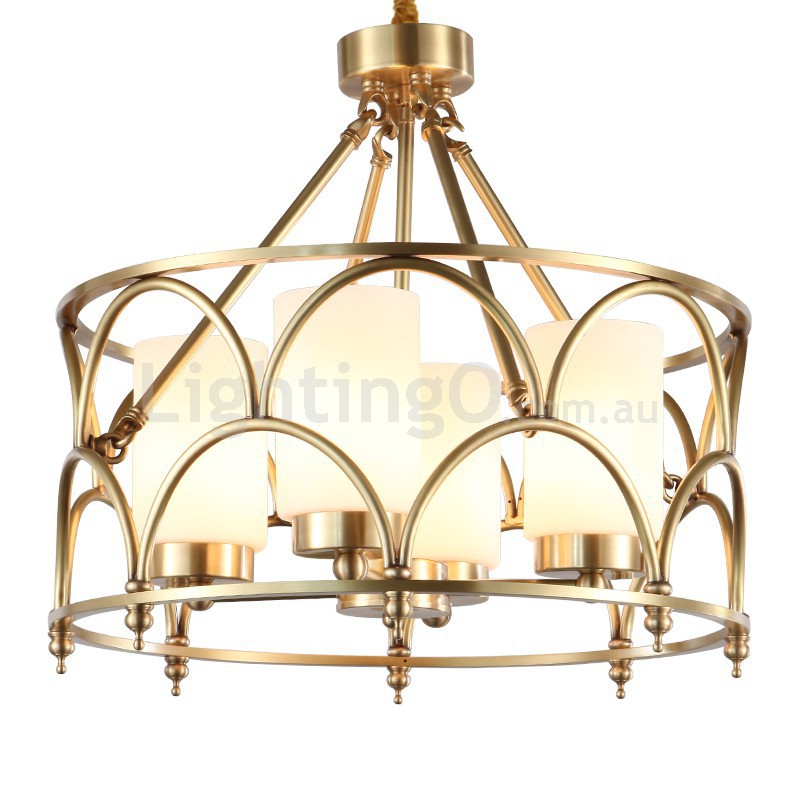 Brass drum shop shade chandelier