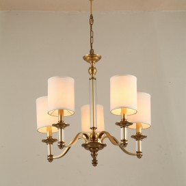 Fine Brass 5 Light Crystal Chandelier