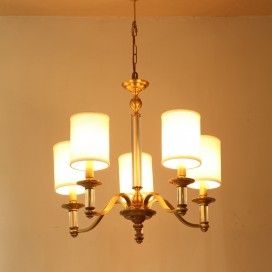 Fine Brass 5 Light Crystal Chandelier