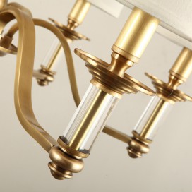 Fine Brass 6 Light Crystal Chandelier with Fabric Shades