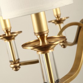 Fine Brass 6 Light Crystal Chandelier with Fabric Shades