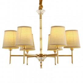 Fine Brass Crystal Chandelier with Fabric Shades